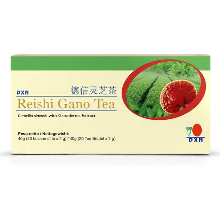 DXN Рейши Гано чай 20 сашета – зелен чай Camellia sinensis с прах от рейши, без консерванти и оцветители.