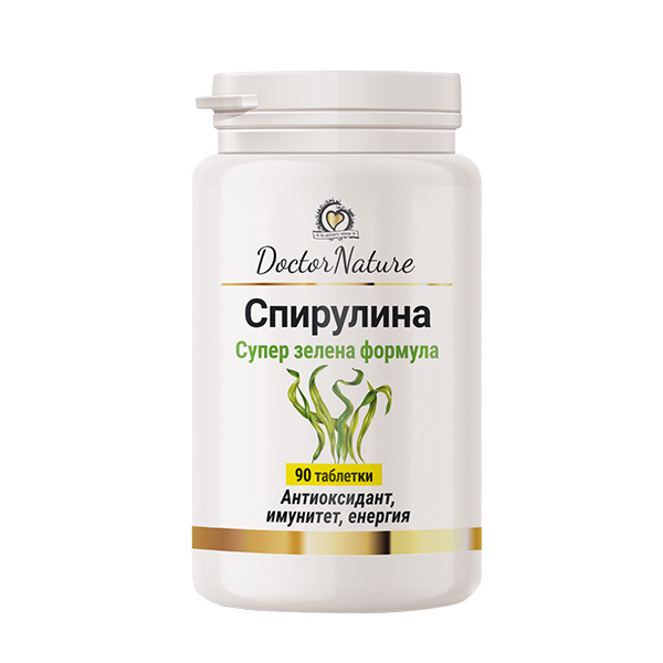 Dr. Nature Спирулина – 90 таблетки натурална супер-храна за енергия, имунитет и детоксикация на организма