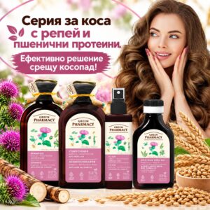 Комплект от 4 продукта против косопад с репей, хвощ и пшенични протеини - Изображение 2